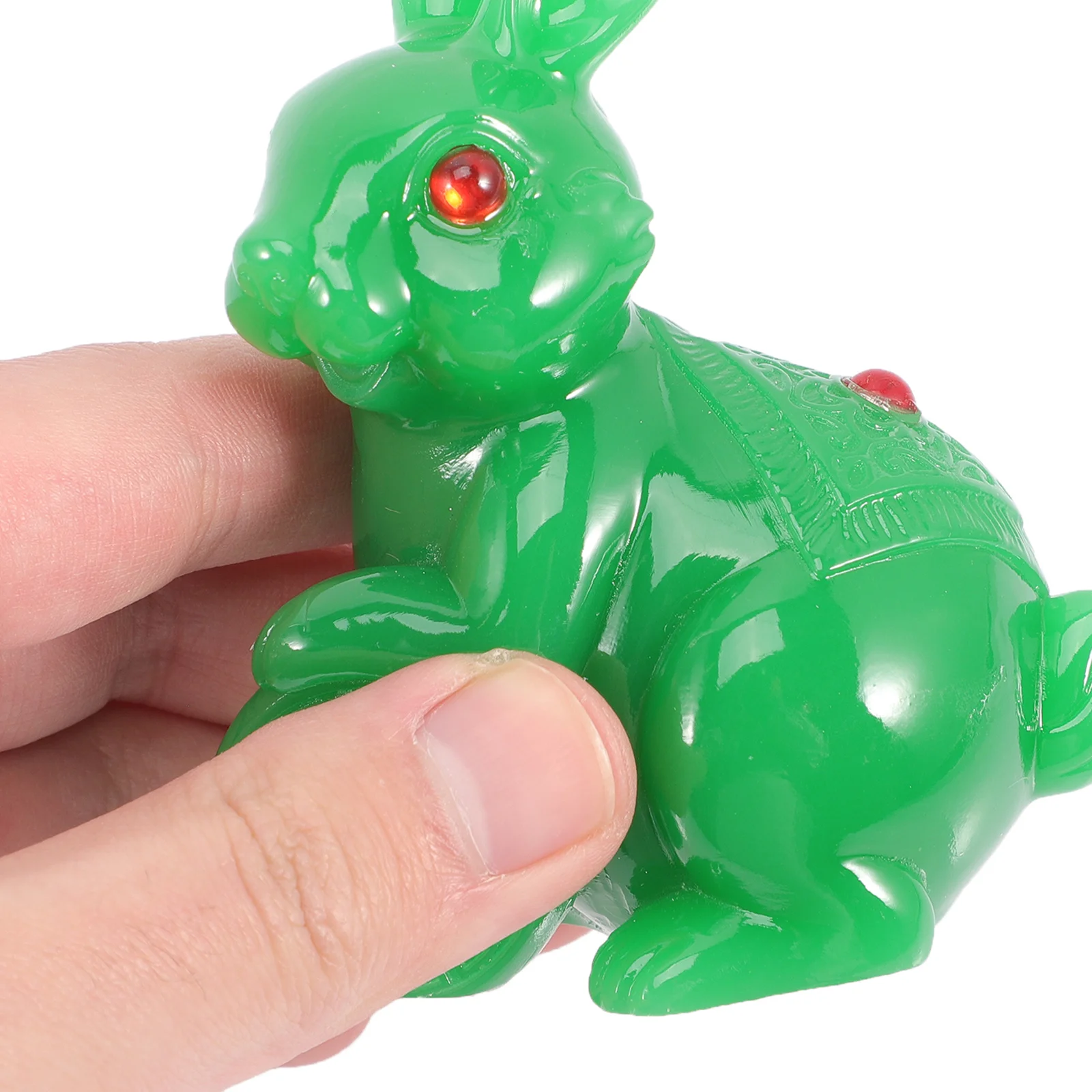 

Jade Rabbit Ornament Bunny Figure Centerpiece Ear Resin Rabbits Statue Dining Room Table Decor