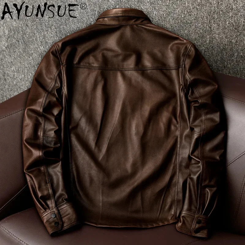 AYUNSUE High Quality Genuine Leather Jacket Men Spring Autumn 2024 Sheepskin Coat Plus Size Mens Jackets Vintage Veste Homme