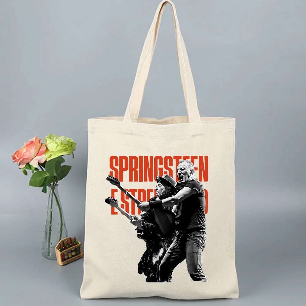 Bruce Springsteen and E Street Handbags Large Shoulder Handbag Fabric Canvas Bag for Market Shopping Girls Shopping Bags