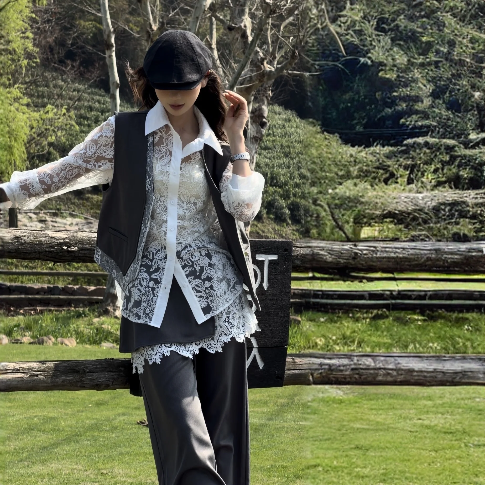 

Elegant Embroidered Hollow out Long Sleeve Women's Shirt Fashionable Casual Style Loose Fit Breathable Modal Fabric Shirt