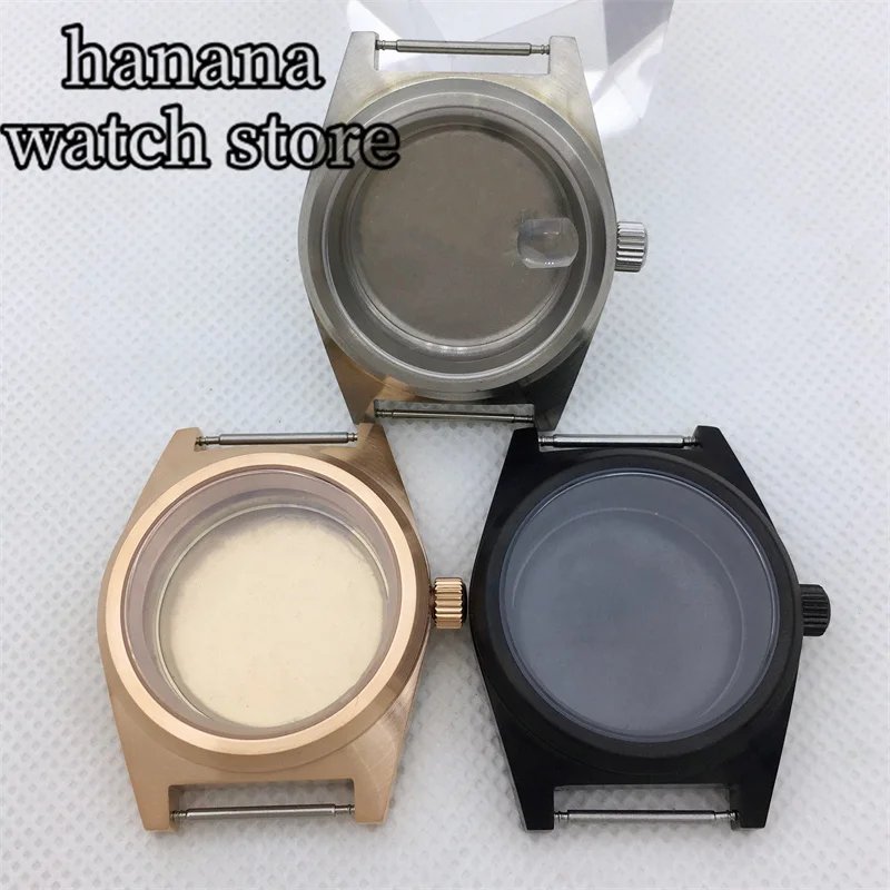 BLIGER 38mm watch case sanding silver rose gold Black case sapphire glass Fit NH34A NH35 NH36 PT5000 ETA2824 Miyota9015 movement