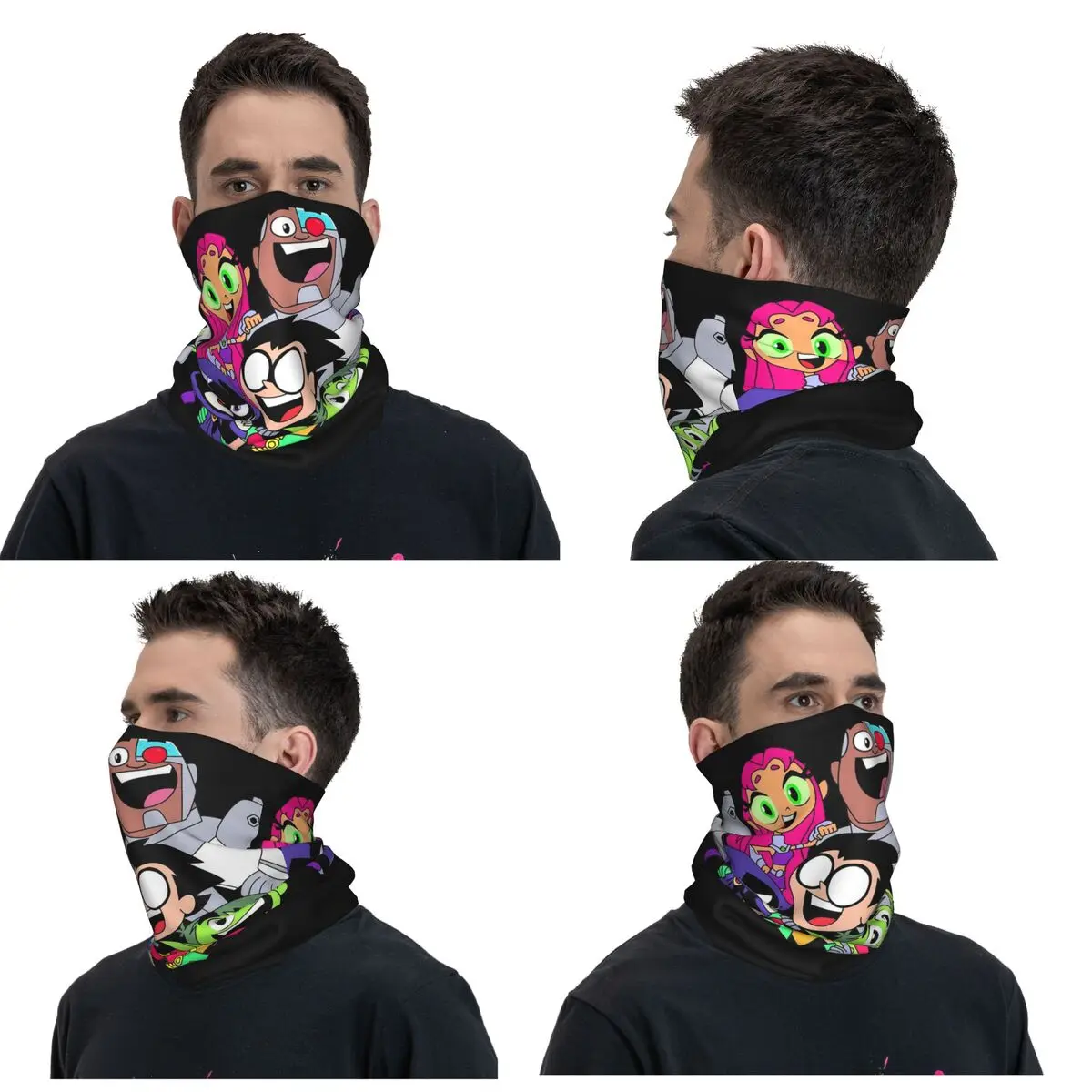 Teen Titans Picture Bandana Neck Gaiter Printed Wrap Mask Scarf Warm FaceMask Cycling For Men Women Adult Breathable