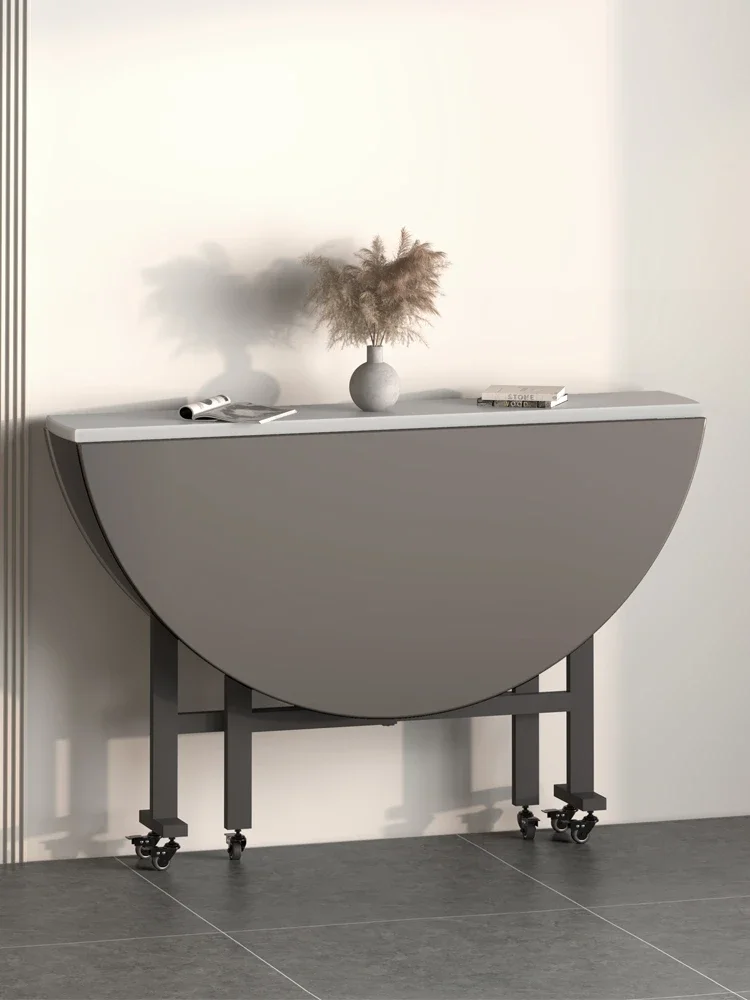 Small Apartment Movable round Dining Table Multifunctional Living Room Creative Folding Table