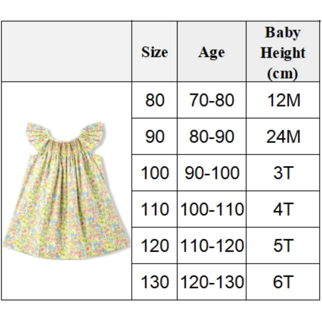 Floral Summer Dress for 1 2 3 4 5 6 Years Girls Smocking Design with Flying Sleeve Baby Toddler Daily Cute Clothes image 6