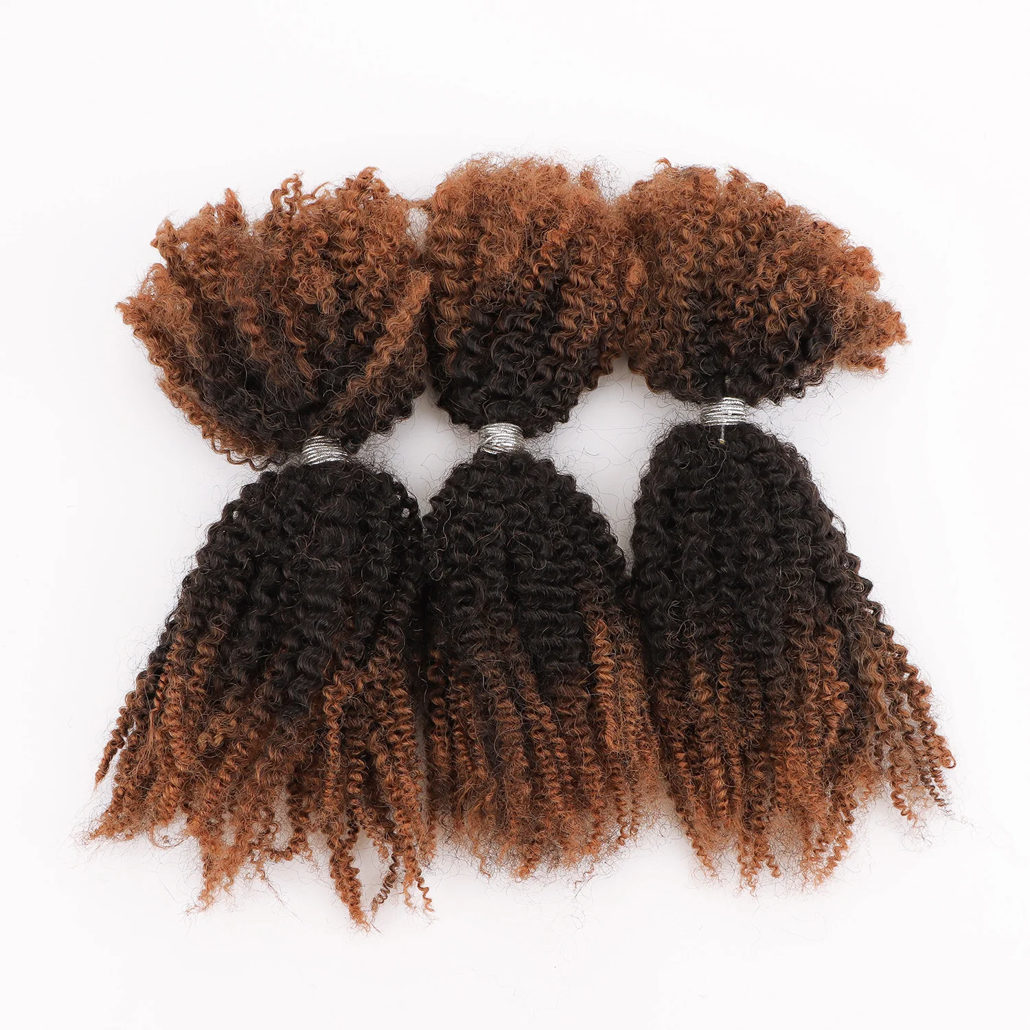 AHVAST Rambut Keriting Afro Massal 4c Tekstur Rambut Manusia Alami Warna T 100G Satu Paket Bundel Rambut Manusia Remy Brasil