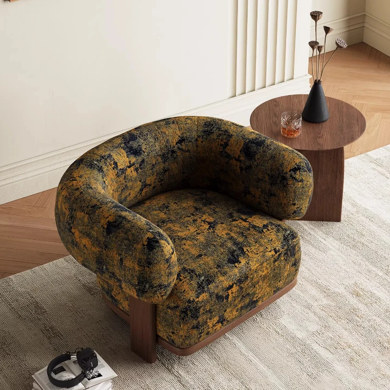 

French retro solid wood single sofa chair, antique leisure chair in the living room