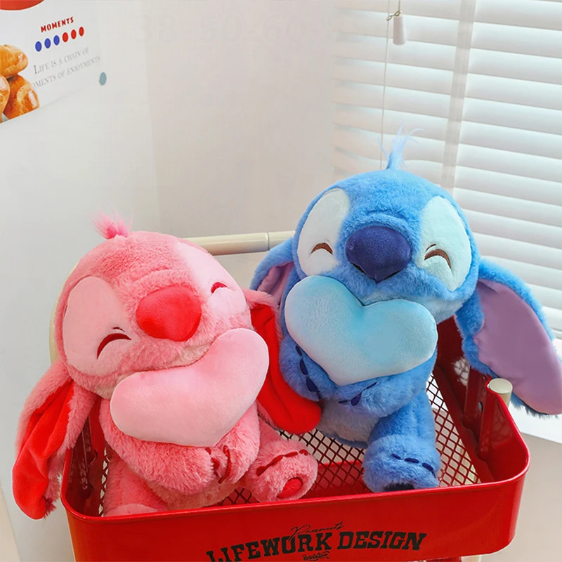 

Disney Kawaii Stich Plush Toy Hugging Heart Large Stitch Stuffed Doll Pillow Cute Plushie Kids Birthday Xmas Gift Wholesale