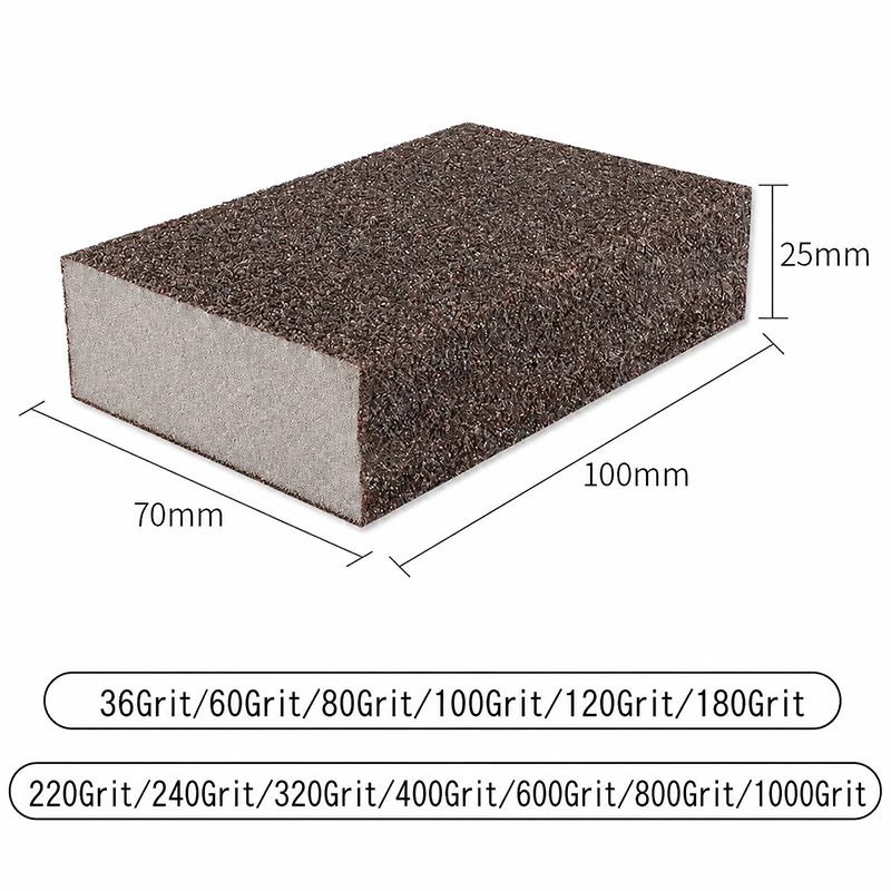 1pcs Sponge Sandpaper Block Kit Double-Sided Abrasive Sanding Pads for Wood Putty Metal Rust Removal Polishing Grout Tool view 6