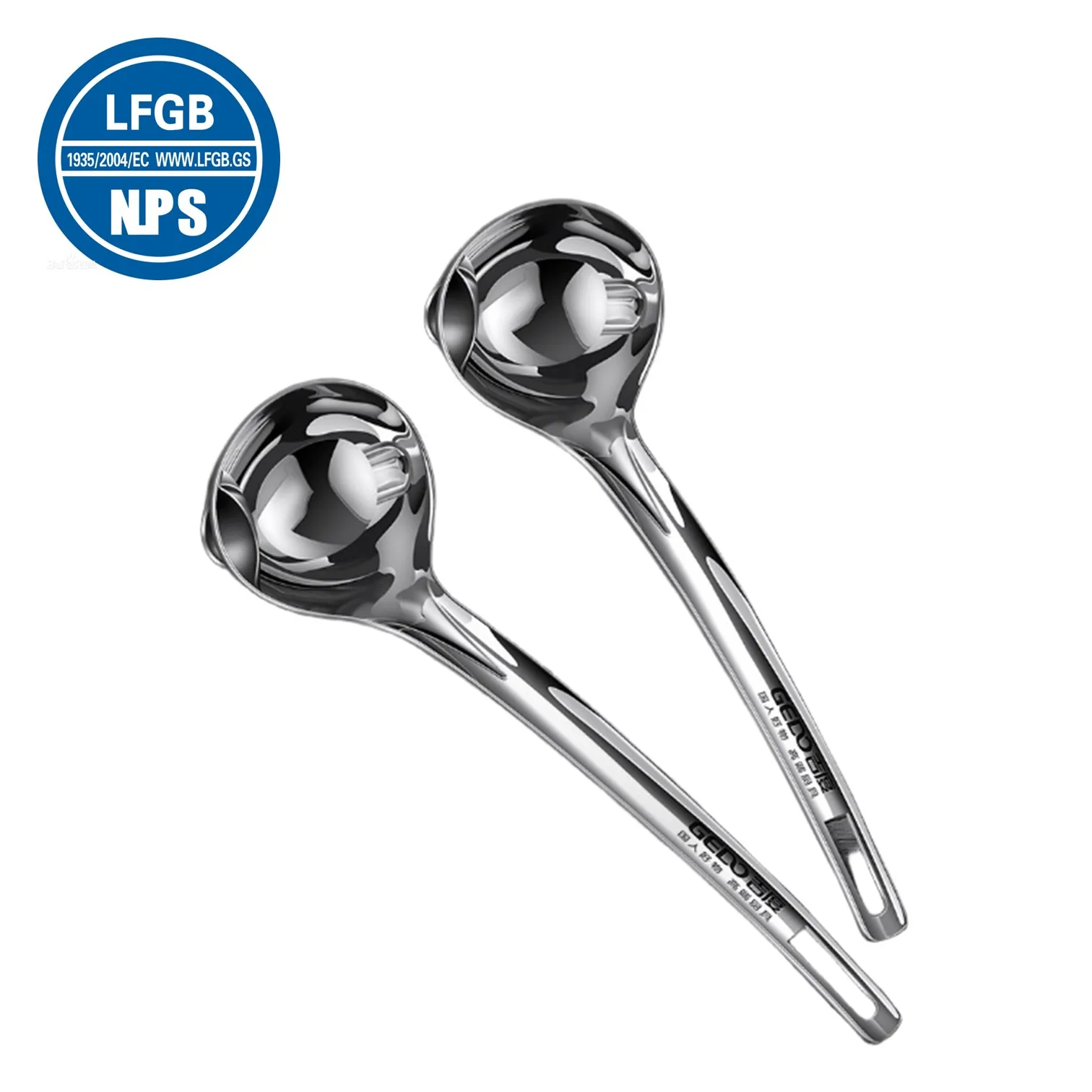 

LFGB Certification 316L Stainless Steel Oil Separating Spoon 99.9% Anti-bacterial Soup Ladle Ergonomic Banquet Serving Spoon
