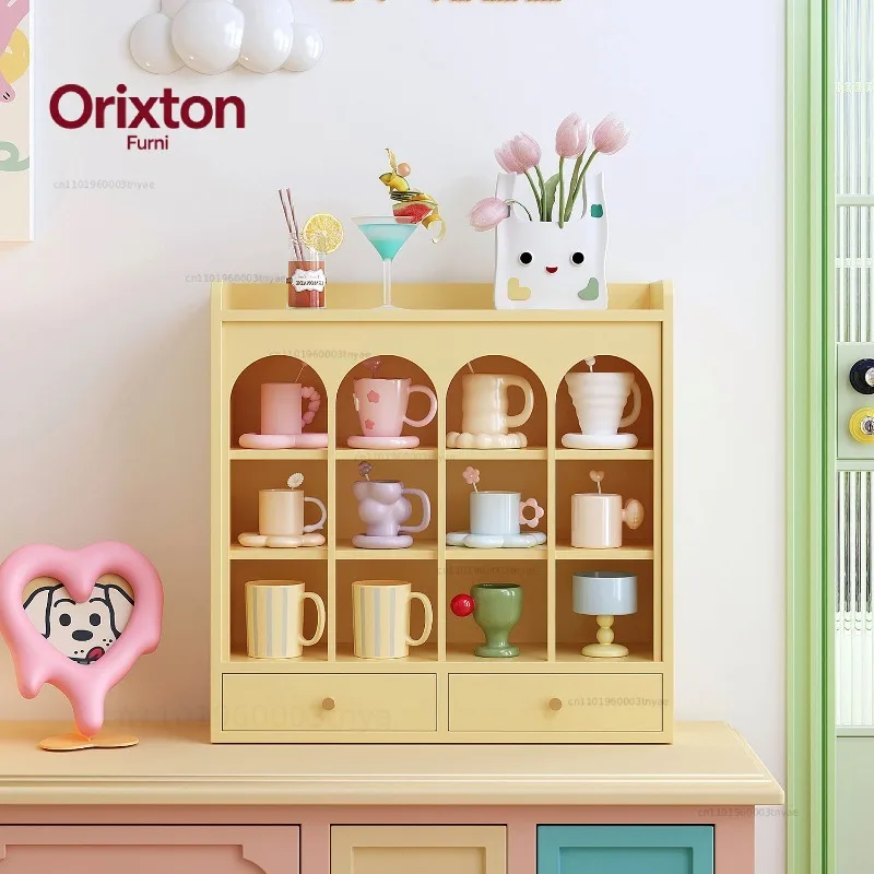 Dopamine Cream Aesthetic Display Case Multi-Layer Toy Organizer Shelf Detachable Curio Cabinet for Figures Home Decor Showcase