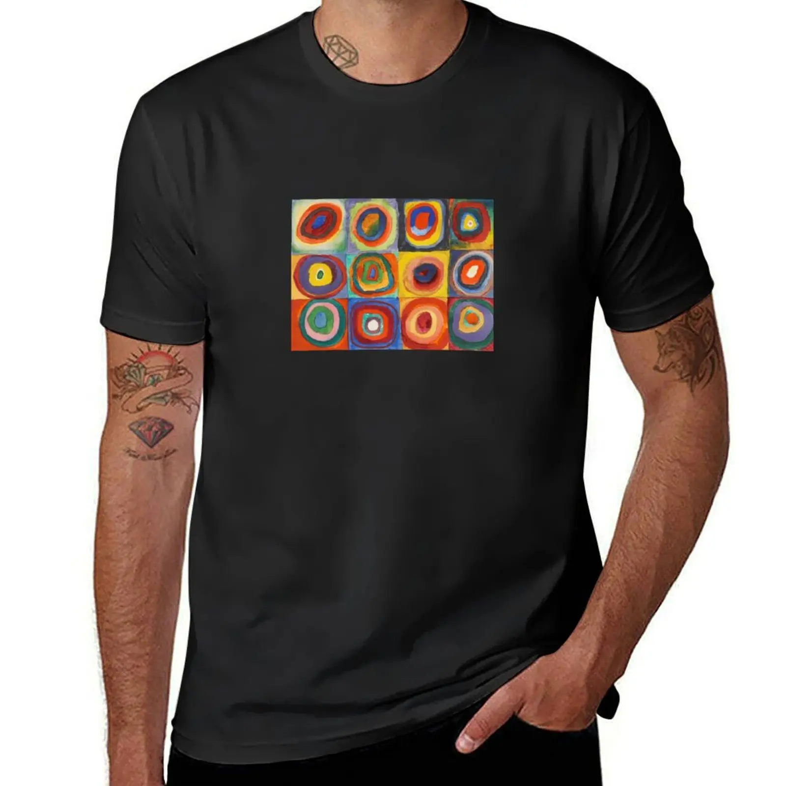 Vassily Kandinsky Squares with Concentric Circles T-Shirt cute tops oversizeds Men's cotton t-shirt