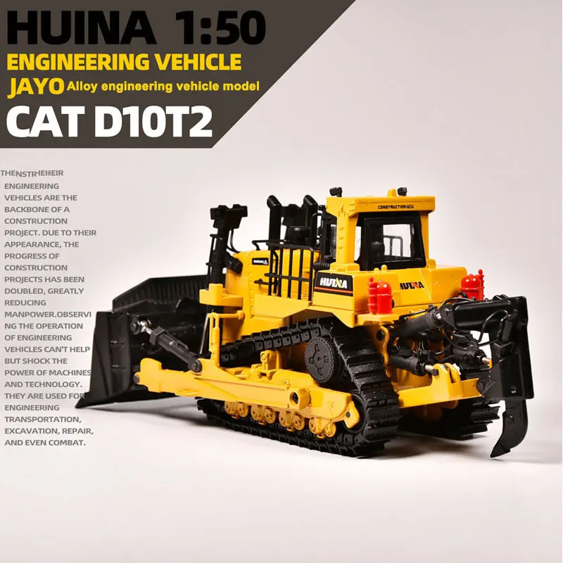 

HUINA CAT D10T2 All Alloy Bulldozer Collection Model Simulation Crawler Car Decoration Parts 1/50 Alloy Engineering Vehicle Mode