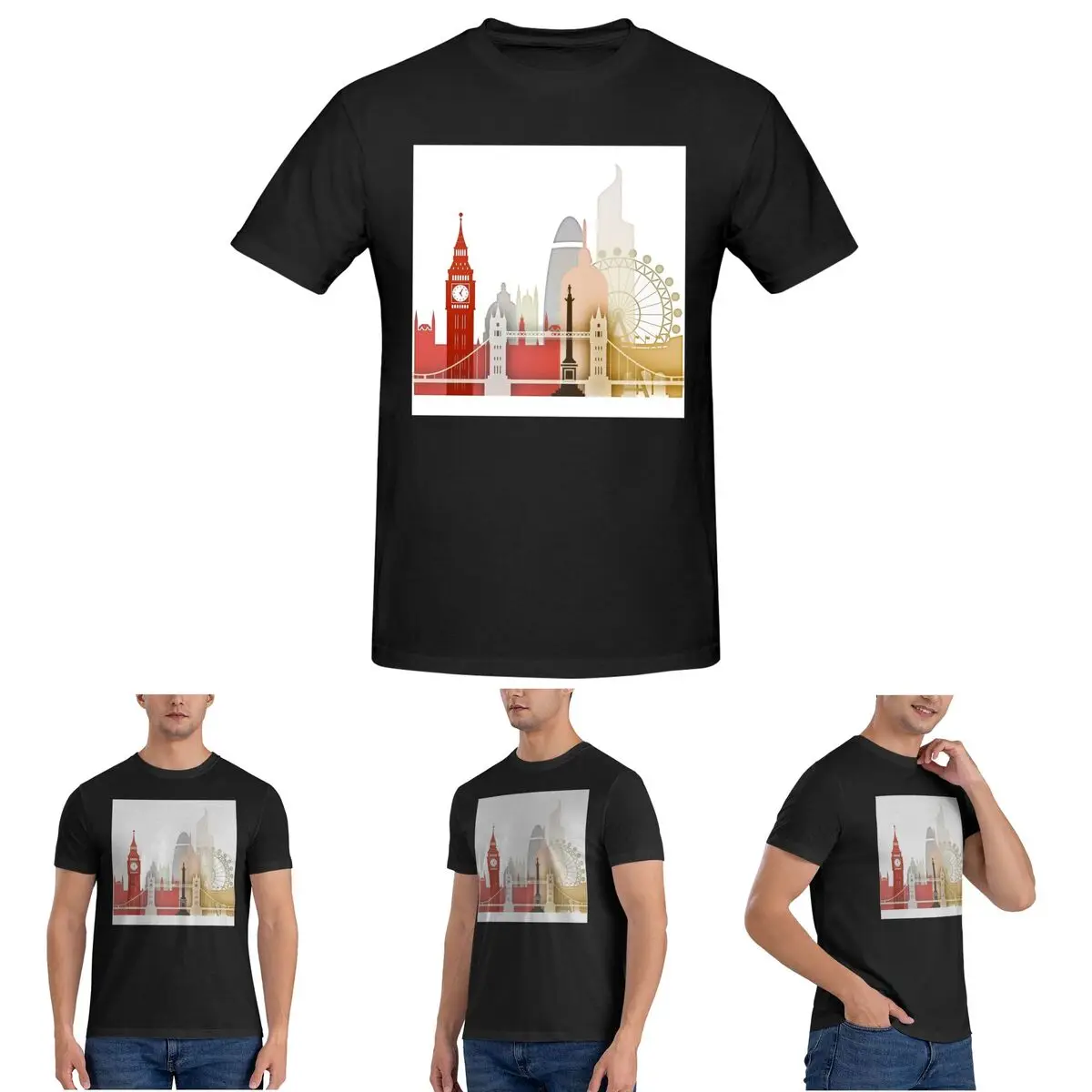 

London T-Shirt for Men Cotton Oversized T Shirts Men's Short Sleeve Round Neck Summer Clothes Tops S-6XL