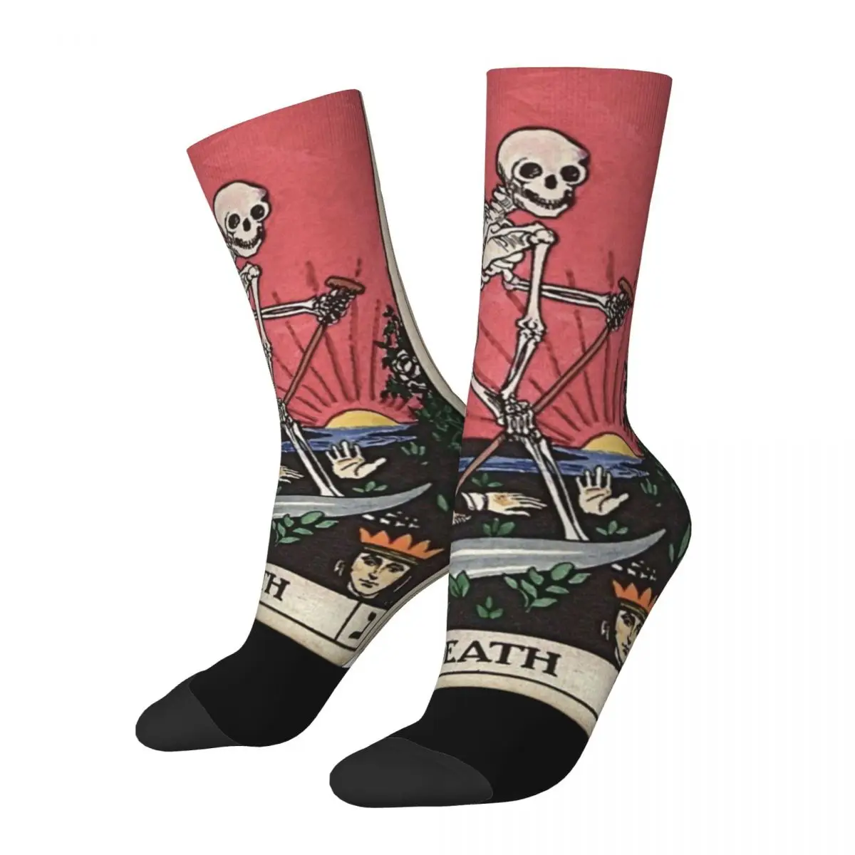 Death Tarot Pink Stuff Crew Socks Flexible Skull Sport Long Socks Super Soft for Unisex Wonderful Gifts