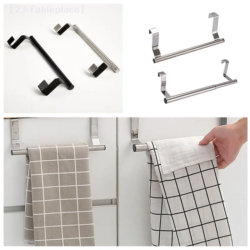 Stainless Steel Towel Rack Scalable Door Back Towel Bar Hanging Holder Bathroom Kitchen Cabinet Towel Rag Rack Storage Hanger