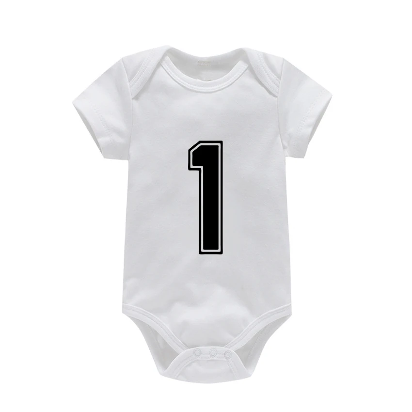 Frame Number Print Infant Newborn First Rompers Baby Boys Girls Cotton Bodysuit Born Crawling Short Sleeve Jumpsuits Festival