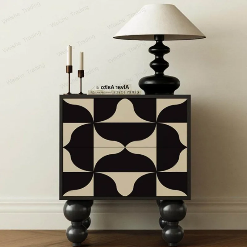 Modern simple bedside table Solid wood decoration storage Bedroom bedside storage Multifunctional drawer cabinet Integrated