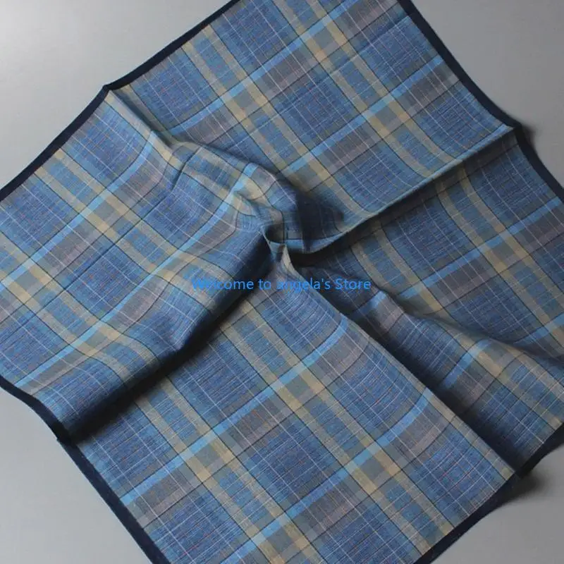 X4YC Lightweight Handkerchief Lattice Pattern Hankie Washable Chest Towel Pocket Handkerchief for Adult Wedding Party