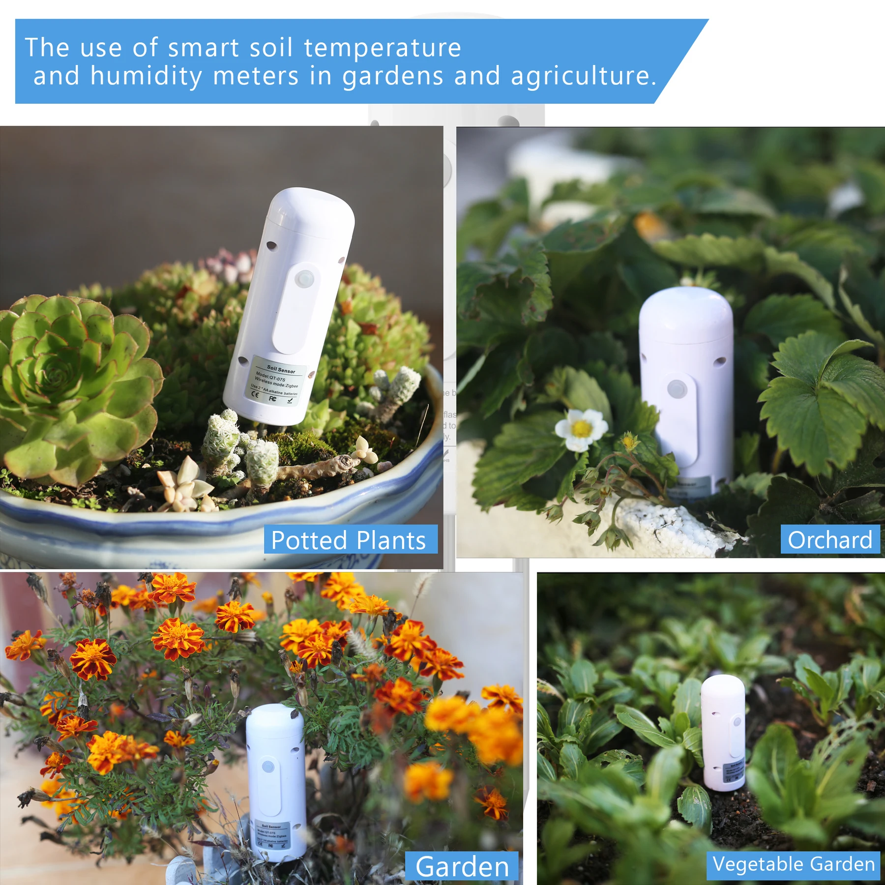 ZIGBEE Plant Monitor Outdoor Soil Temperature Meter Moisture Humidity Tester Sensor Garden Automation Irrigation TUYA Detector