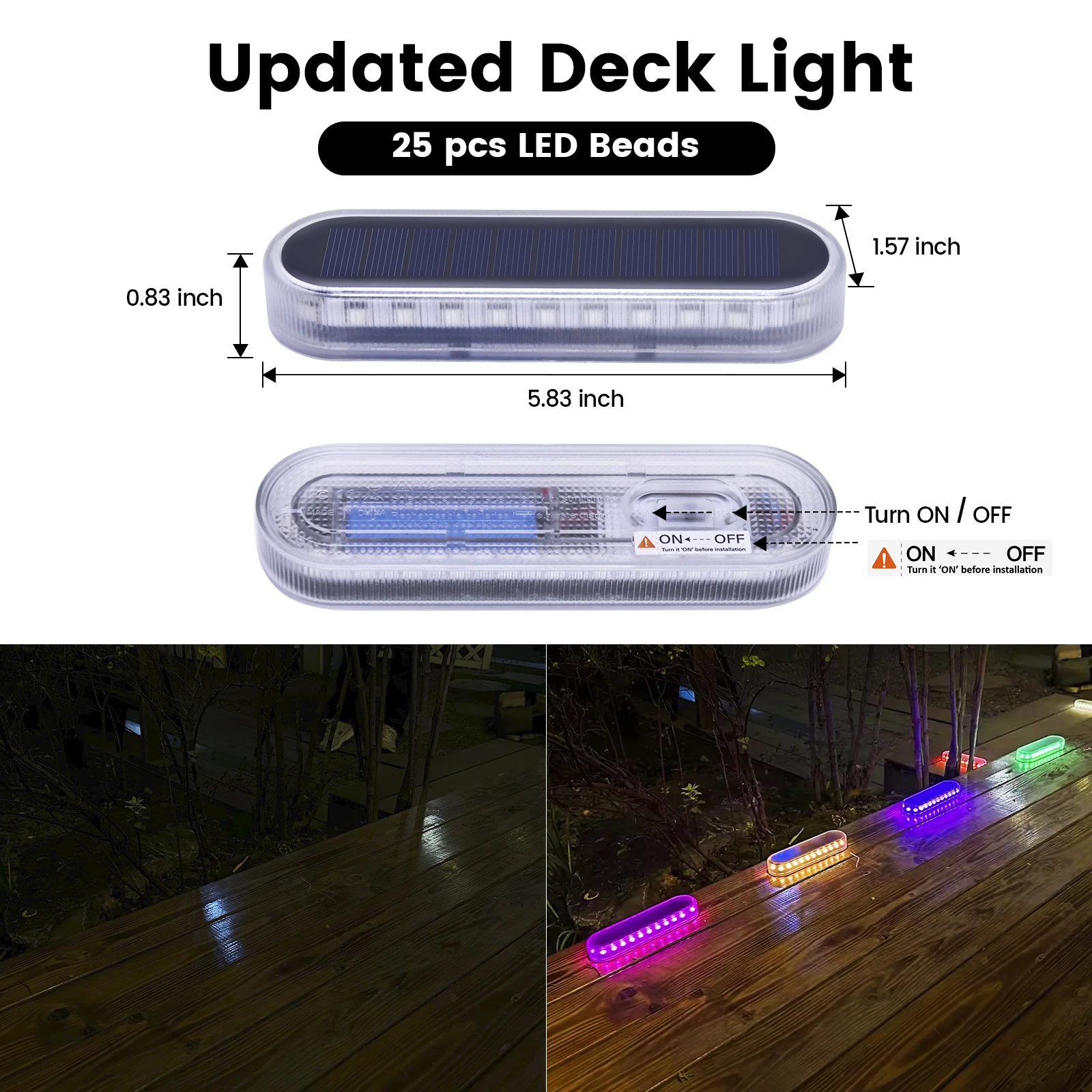 RGB Solar Step Lights Outdoor Solar Path Garden Light Waterproof IP68 Solar Deck Lamp Decoration for Patio Stair Fence Courtyard