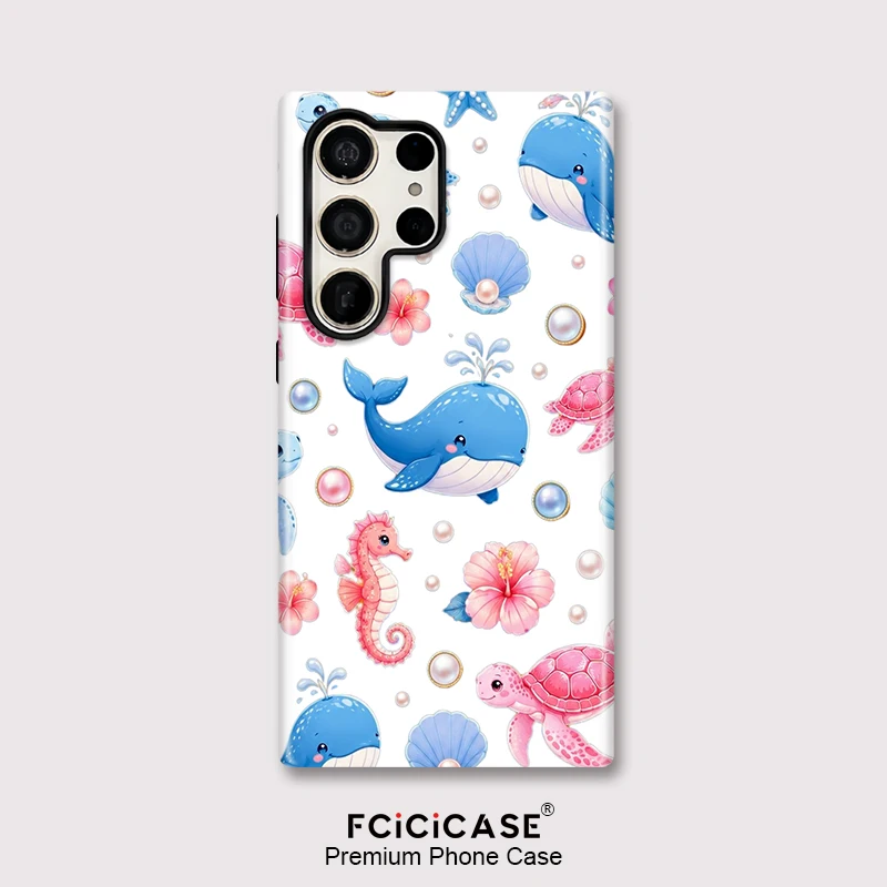 Fcicicase Acrylic Shockproof Phone Case For Samsung Galaxy S25 Ultra S24+ S23 Plus A56 A26 A36 A16 Flower Sea Turtle Cover