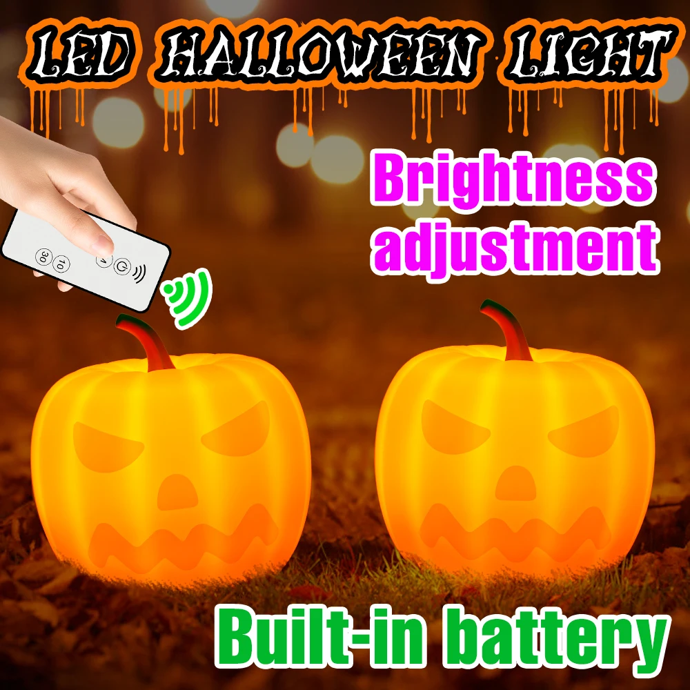 Luz LED de noche de calabaza para decoración de Halloween, lámpara de neón RGB, mesitas de noche, lámpara de mesa para dormitorio, luces nocturnas para niños