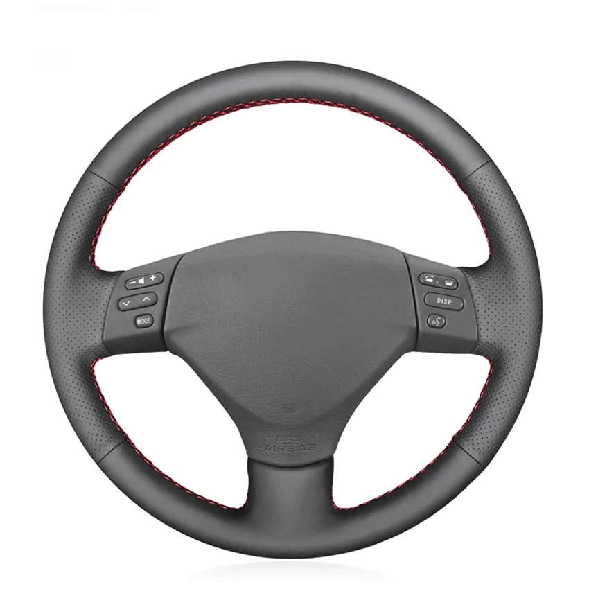 Black PU Faux Leather Hand-stitched Car Steering Wheel Cover for Lexus RX330 RX400h RX400 Toyota Corolla Verso Camry 2004-2007