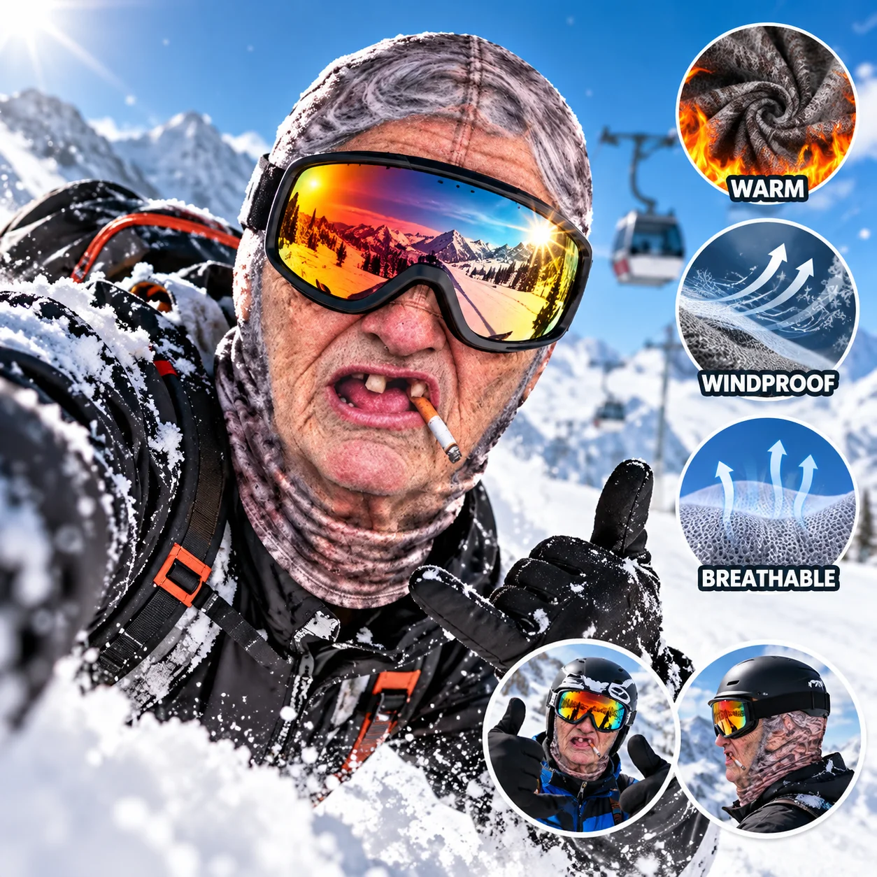 3D Funny Face Balaclava Hat Full Face Covering Hood Balaclava Motorcycle Riding Skiing Face Mask Outdoor Warm Balaclava Hat