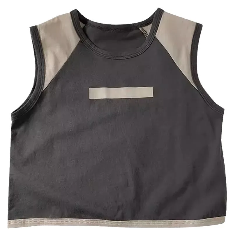 2025 Summer New Children Sleeveless Vest Boys Vintage Versatile Cotton T Shirts Girls Thin Breathable Tops Casual Kids Clothes