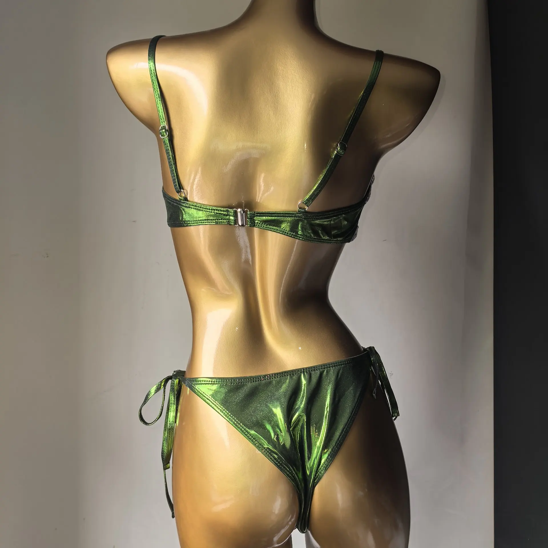 2026 Women Sequins Two Piece Swimsuit Women Sexy Sparkly Beach Vacation Swimwear Cut Out Push Up Bathing Suit Holiday Swimsuit