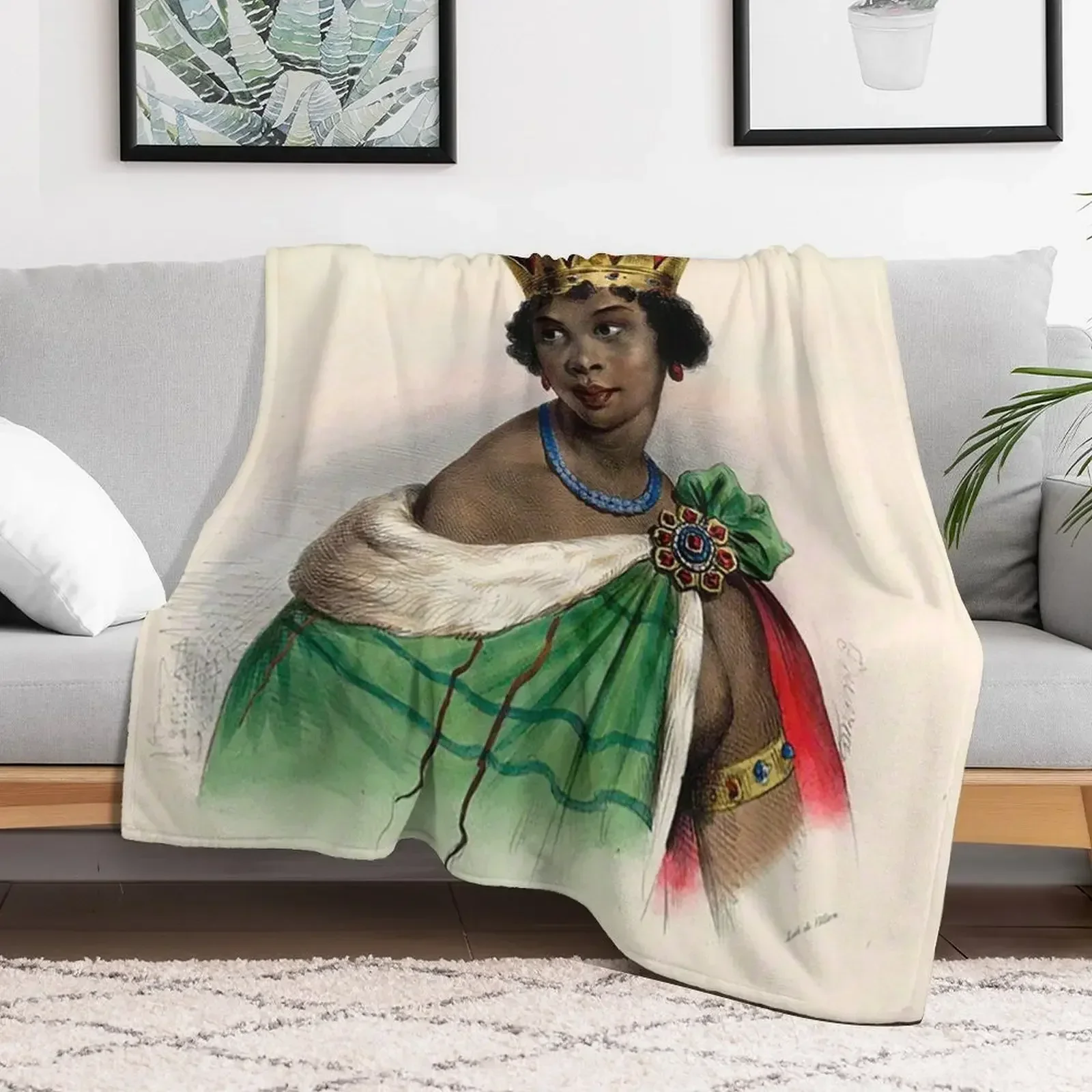 

Queen Nzinga - Colorized Throw Blanket blankets ands sofa bed Blankets Sleeping Bag Furry Blankets
