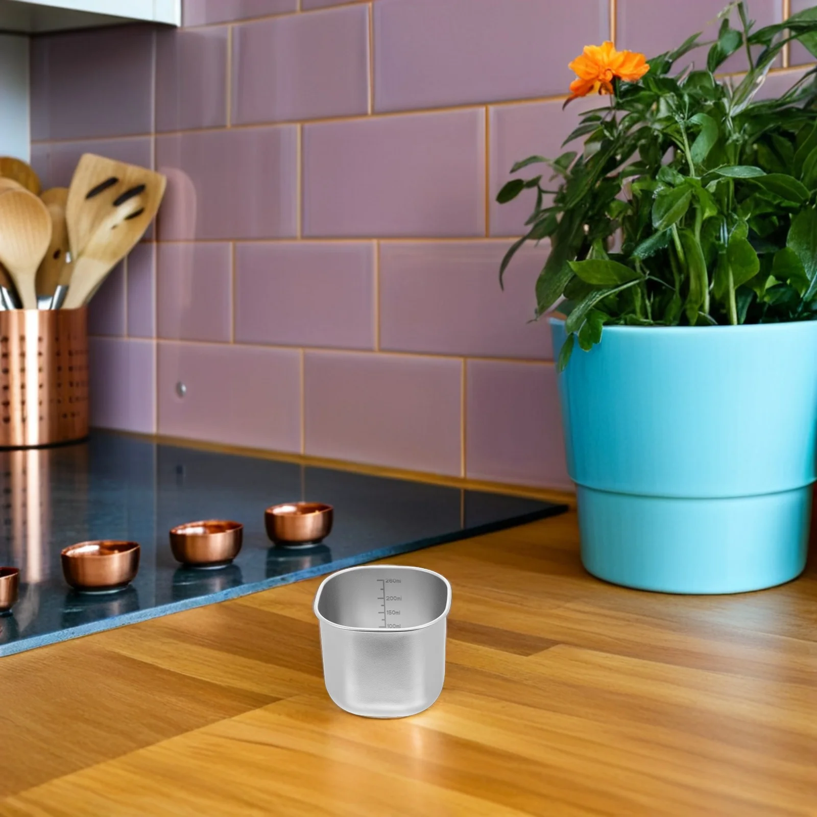 Taza medidora de acero inoxidable de 260Ml para olla arrocera, cuchara de repuesto, herramienta de cocina graduada de estilo japonés, grano de alimentos secos