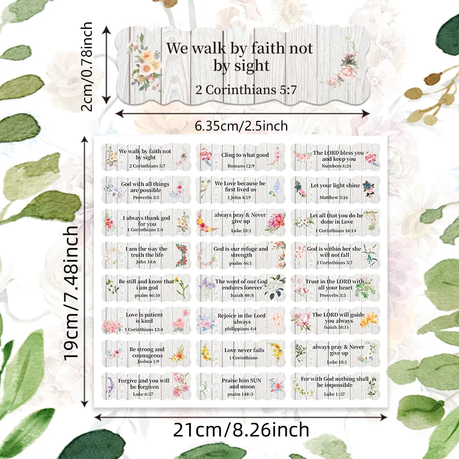 240 Pcs Flowers Style Scripture Inspirational Stickers Bible Verse Stickers Christian Planner Religious Stickers