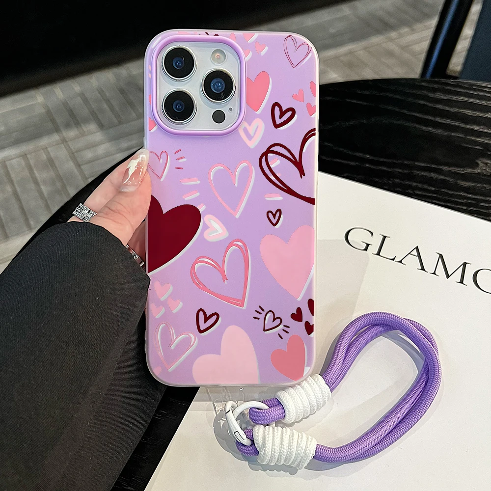 Handschlaufen-TPU-Handyhülle für Redmi Note 14 Pro Plus 5G 14 13 Pro 12 11 10 14C 13C 15C 4G 5G Herz-Graffiti mit Lanyard-Abdeckung – Detail 6