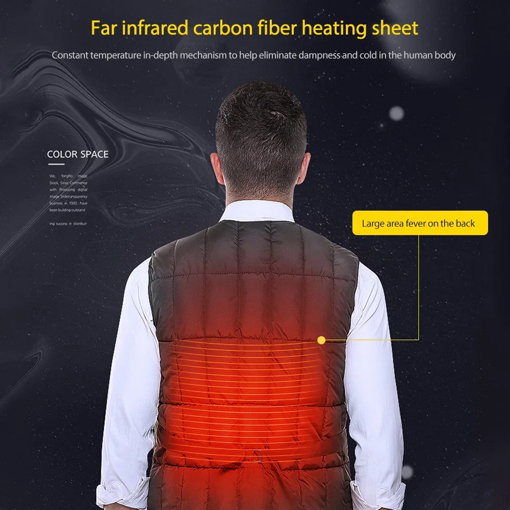 Electric Heated Fishing Vest for Men with 3 Heating Levels - Winter Autumn Hiking Jacket