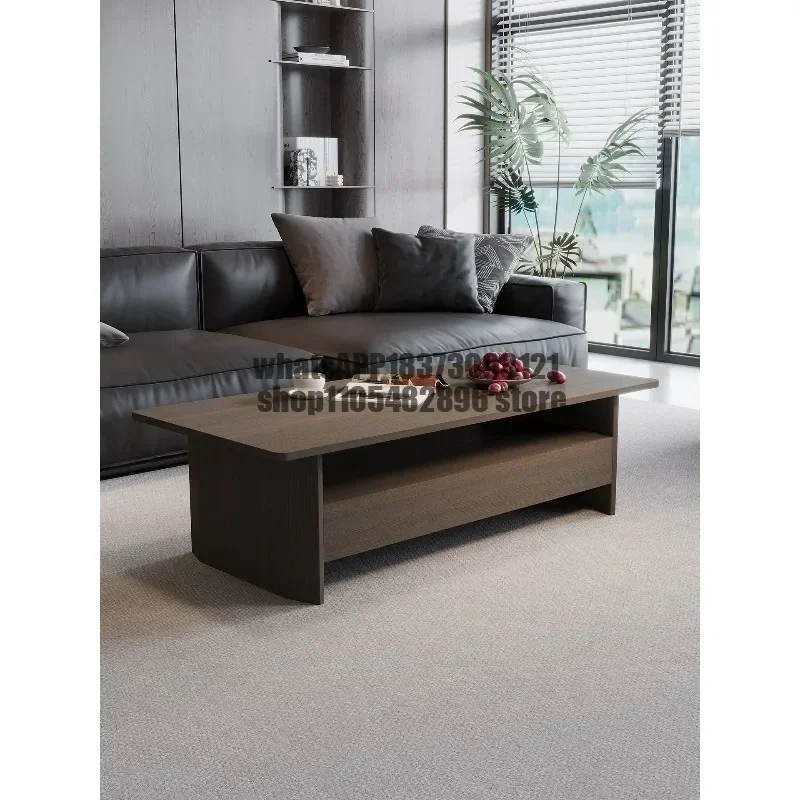 Solid wood rectangular light luxury with drawers tea table modern simple living room storage