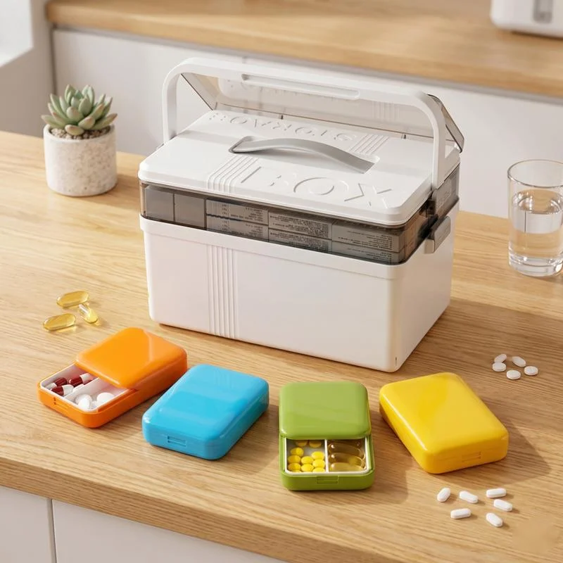 

Портативный органайзер для таблеток с 2 отделениями, выдвижной контейнер для лекарств, дорожный футляр для таблеток, медицинский контейнер для хранения для дома и ежедневного использования на улице