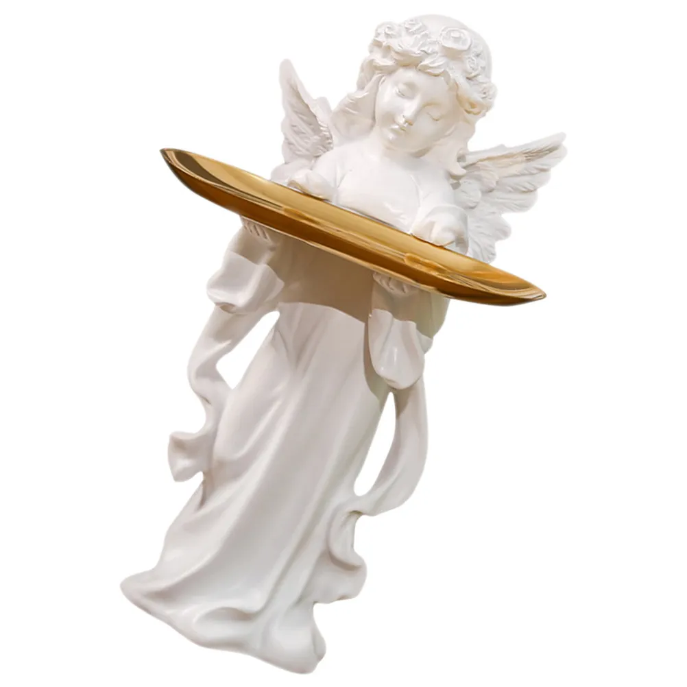 Resin Angel Jewelry Dish Multifunctional Ring Tray for Rings Earrings Necklaces Bracelets Perfume Glasses Lipstick Desk Bathroom