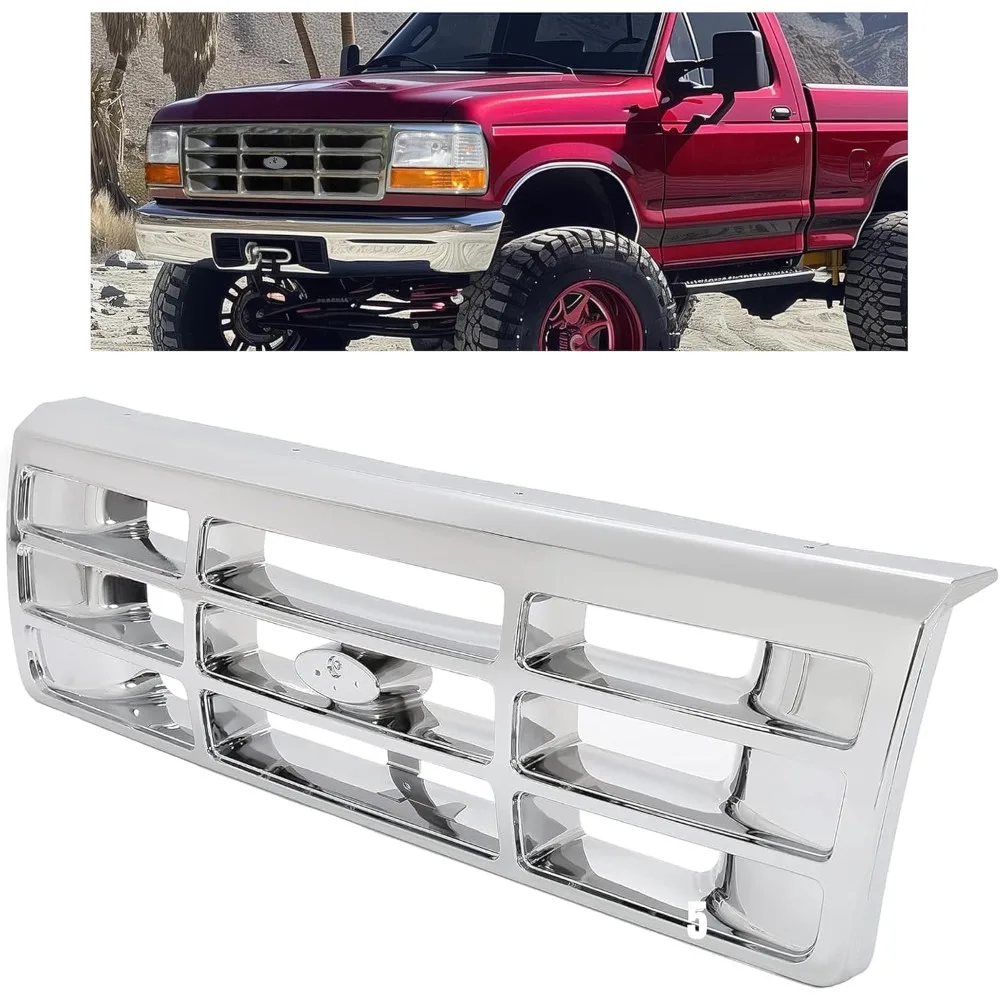 

Front Grille Grill Compatible with 1992-1997 Ford Bronco F-150 F-250 HD F-350 Bumper Grille Replacement for FO1200173 F4T