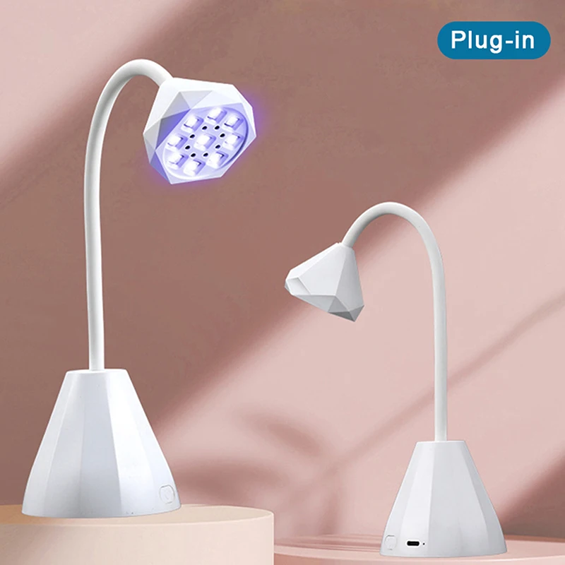 Mini lámpara LED Plug-in 24/27W, secador de uñas, pegamento de esmalte de uñas postizas, luz UV de secado rápido, mesa flexible de 360 °