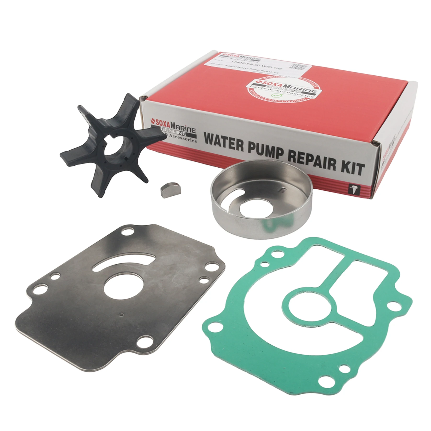 Water Pump Impeller Rebuild Kit Replacement Fits for Suzuki Outboard 4-Stroke DF25A DF30A Motors 17400-94L00 17400-94L20