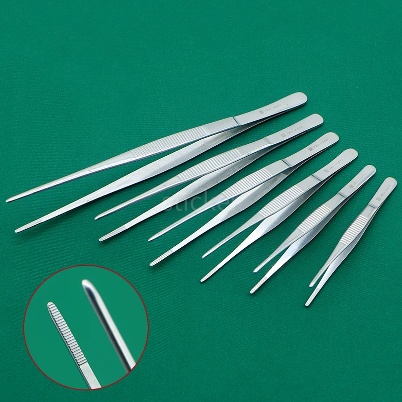 Surgical Instruments Dressing Forceps Tissue Forceps Round Head Horizontal Toothed Belt Fishing Medical Stainless Steel Clip