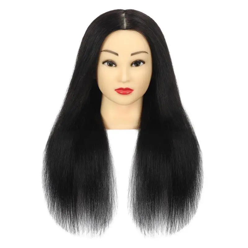 Modelo de cabeça de cabeleireiro 100%, aprendiz de barbeiro, prática de corte de cabelo, modelo de cabeça falsa, cabelo verdadeiro completo, cabeça de modelo de boneca