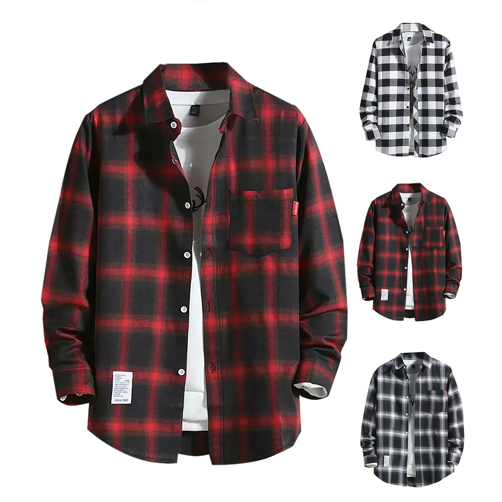 

Plaid Male Top with Pocket Long Sleeve Men's Shirt and Blouse Designer Slim Fit Casual Cheap Brand Button Fashion 2023 Clothes