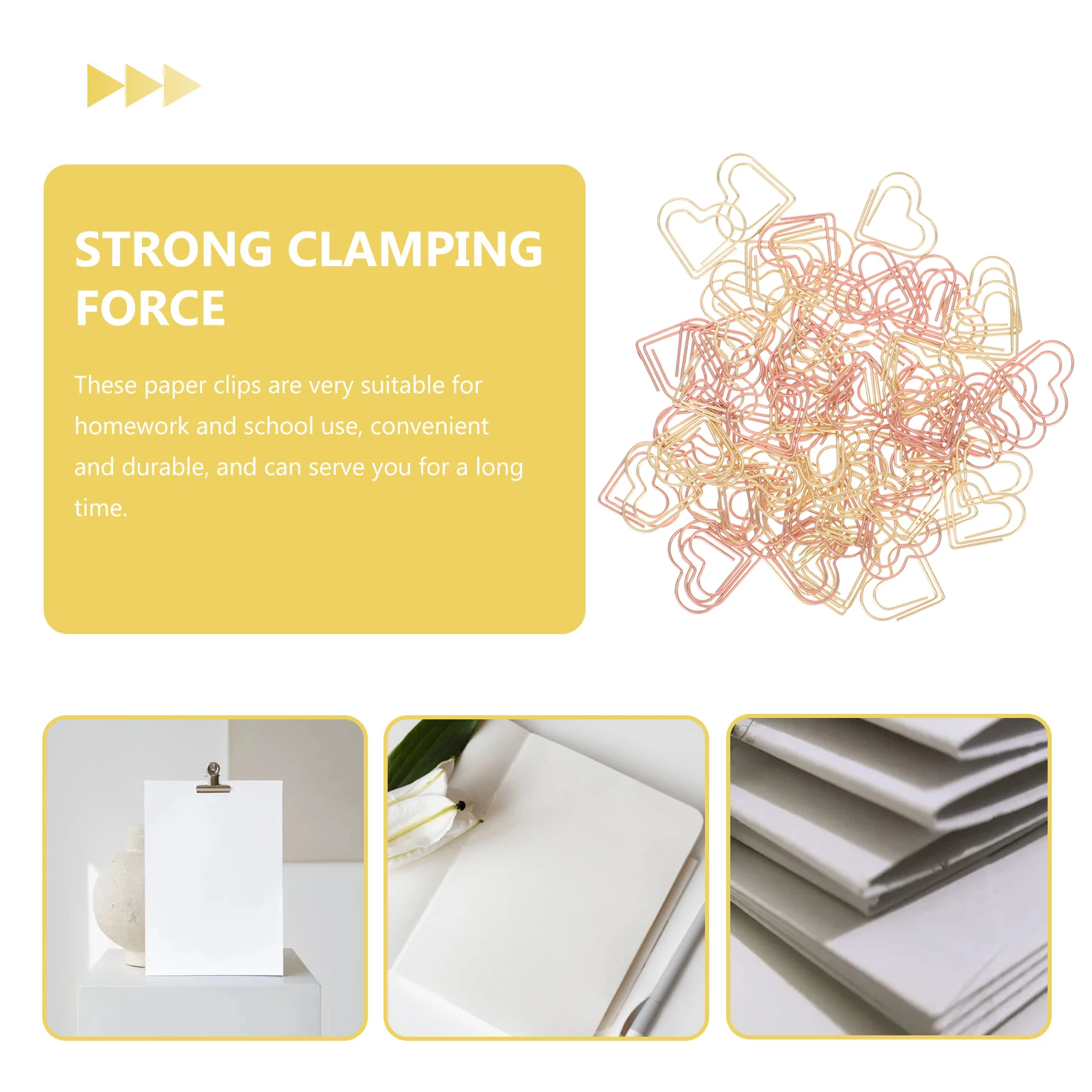 

100 Pcs Love Paperclip Bookmark Creative Clips Heart Metal Hollow Out Foldback Heart-shaped Paperclips Plating Bookmarks Golden
