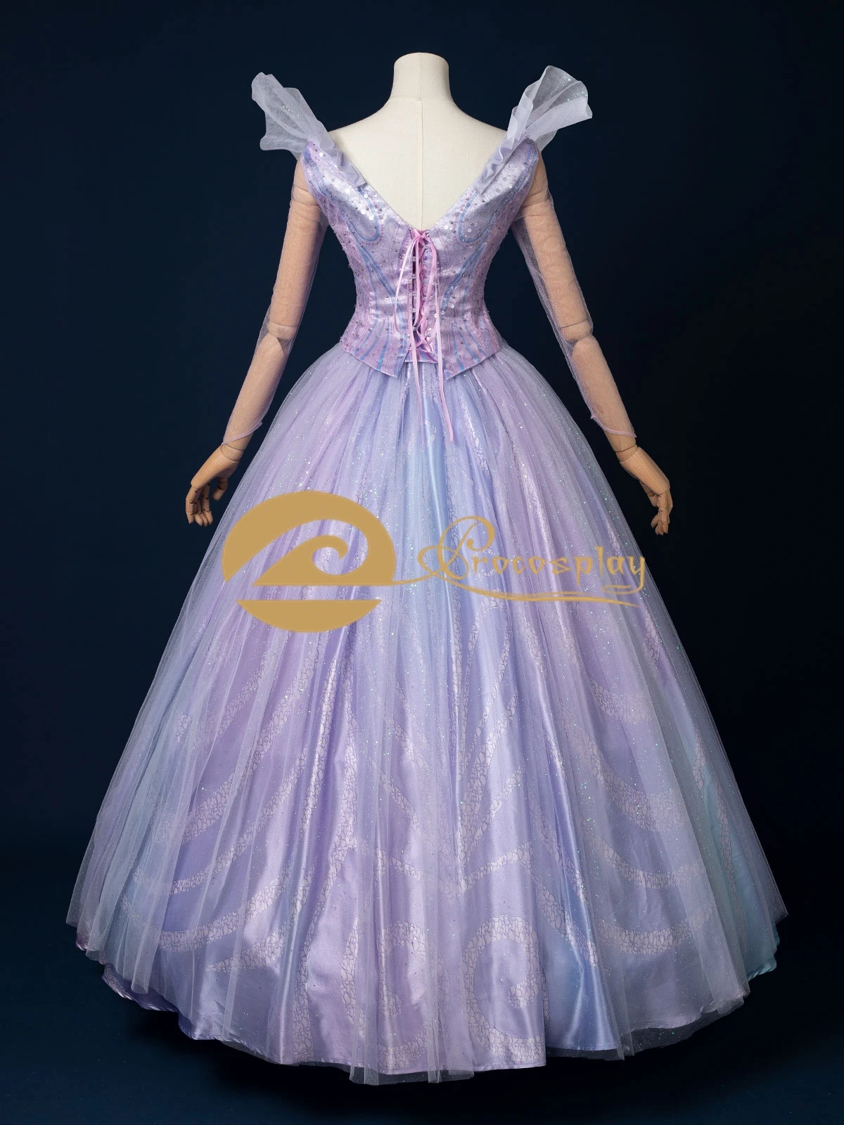 Glinda Cosplay Costume Purple Blue Outfit Top and Skirt for Women Halloween Role Play - Image 4