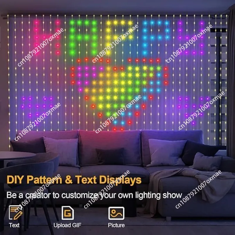 Smart Curtain Light RGB Symphony DIY Text Pattern Point Control Programming Advertising Atmosphere Screen Light Balcony Lantern
