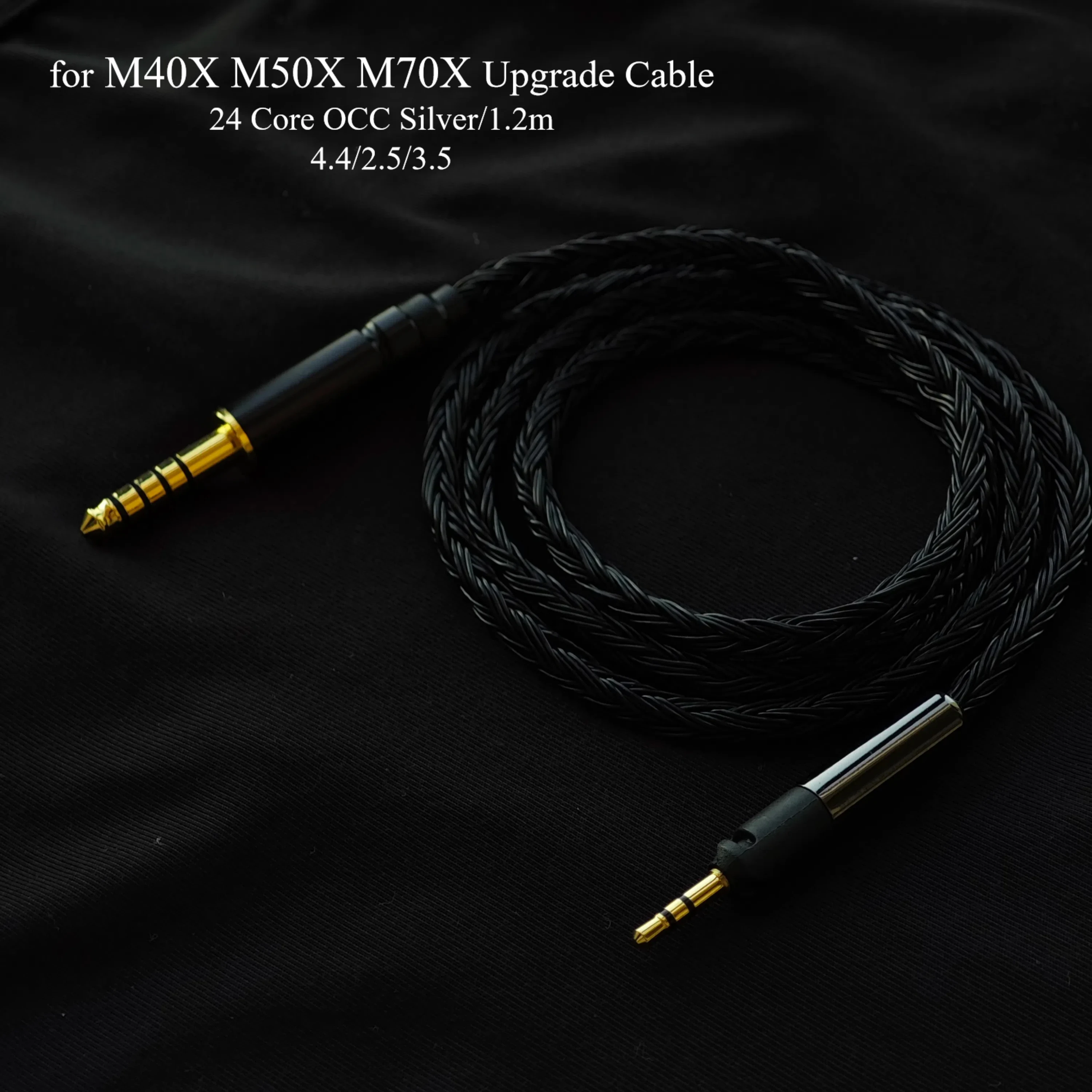 

for Audio-Technica Earphones Cable 24 Core OCC Silver Plated Upgrade Cable Heaset Wire for M40X, M50X, M70X 6.35mm