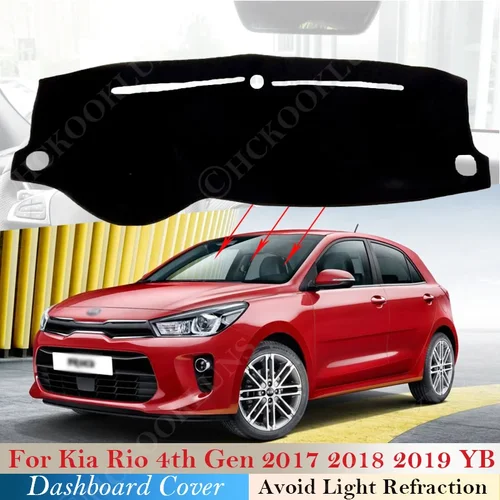 Cubierta de salpicadero, almohadilla protectora para Kia Rio 4th Gen 2017 2018 2019 YB, accesorios para coche, tablero, sombrilla, alfombra Anti-UV, Dashmat