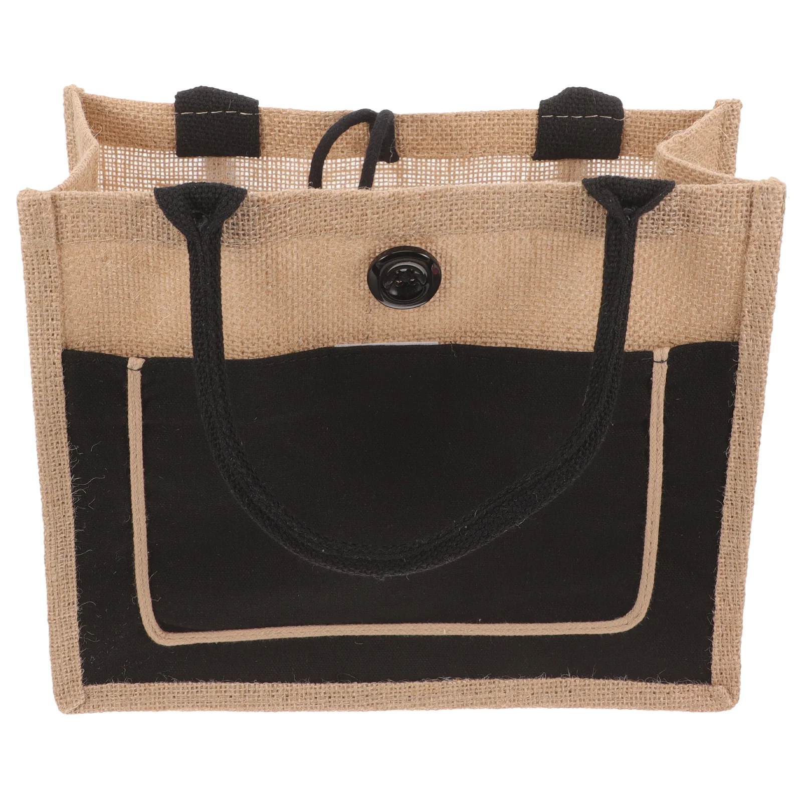 

Style Waterproof Shopping Tote Bag Large Capacity Portable Linen Jute Bag Black Reusable Grocery Travel Packing Accessories